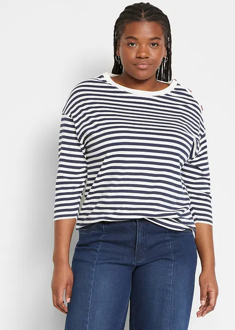 T-shirt manches longues oversize avec boutons, bonprix