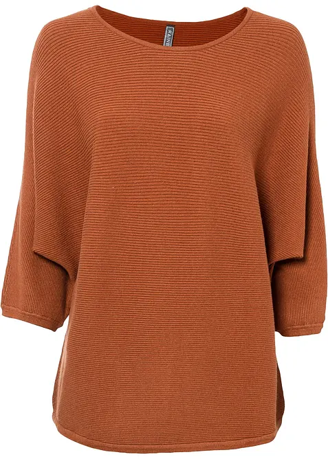 Oversize Ripp-Pullover aus Viskose-Mix, bonprix