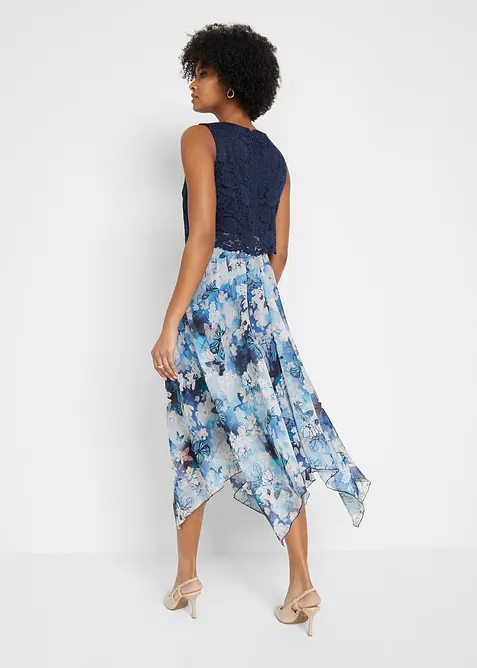 Chiffonkleid mit feiner Spitze, bonprix