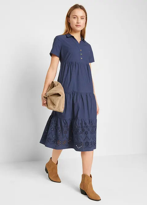 Tunika-Kleid aus reiner Baumwolle mit Lochstickerei, bonprix