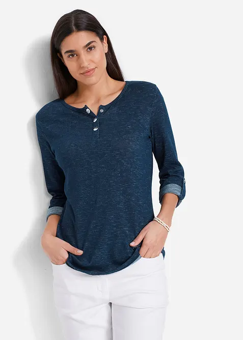Langarmshirt mit Knopfleiste aus Baumwoll-Mix, bonprix