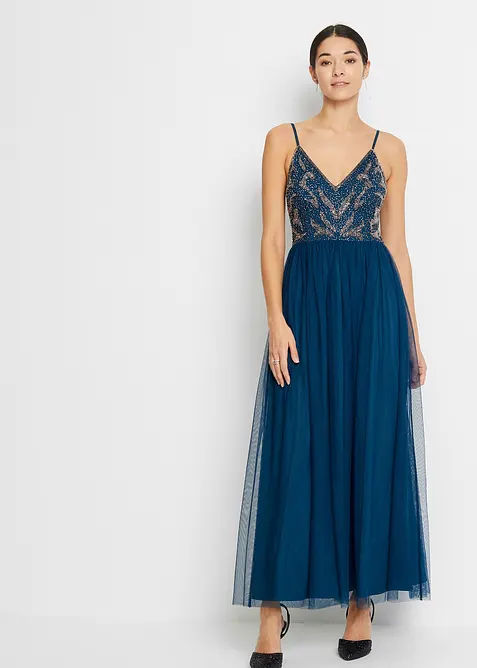 Trägerkleid mit Perlenstickerei, bonprix