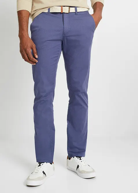 Pantalon chino droit avec taille élastique et ceinture, regular, bonprix