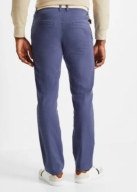 Pantalon chino droit avec taille élastique et ceinture, regular, bonprix
