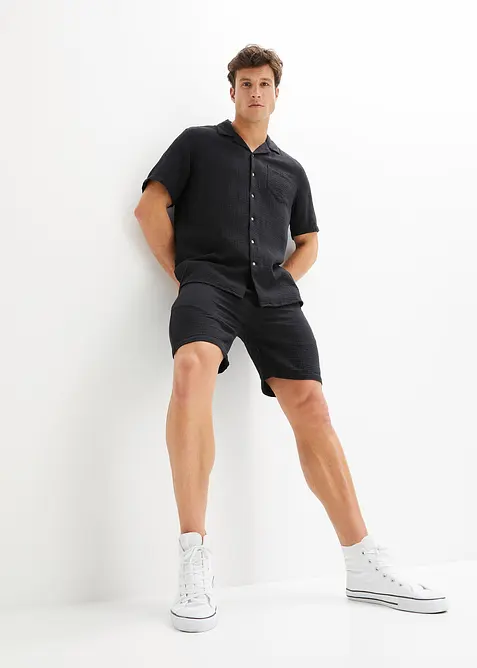 Kurzarmhemd aus luftigem Musselin, bonprix