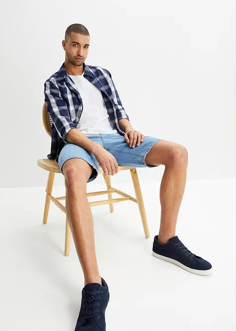 Bermuda classique en jean avec taille &eacute;lastiqu&eacute;e, bonprix