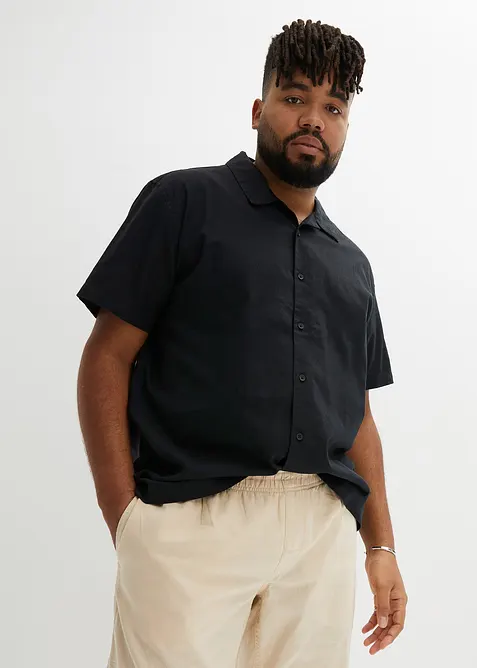 Chemise manches courtes en lin majoritaire, ample, bonprix