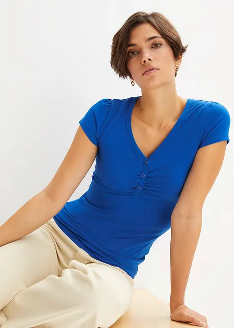 Shirt mit Knopfleiste mit Bio-Baumwolle, bonprix