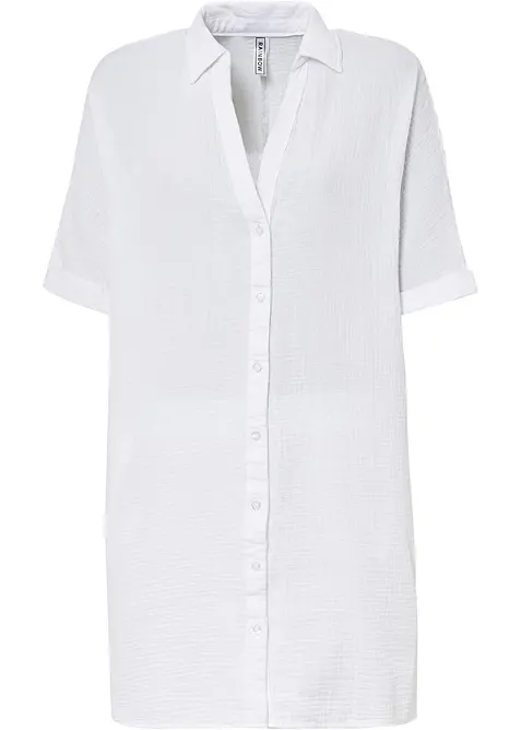 Chemisier long oversize en gaze de coton, bonprix