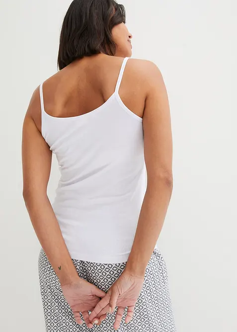 Lot de 2 tops &agrave; fines bretelles 100% coton, bonprix