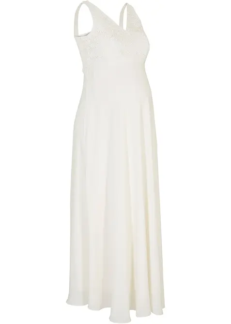 Robe de mariée de grossesse avec dentelle, satin et crêpe georgette, bonprix