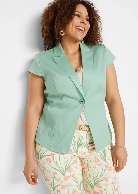 Blazer à manches courtes en satin de coton, bonprix