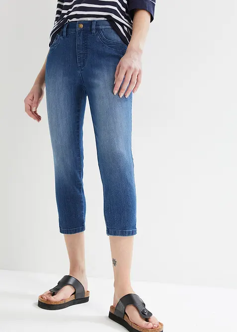 Lot de 2 jeans slim, longueur 3/4, taille mi-haute, bonprix