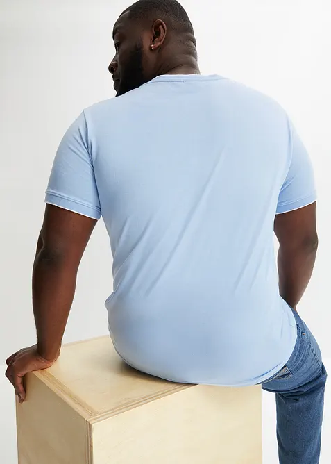 T-Shirt mit V-Ausschnitt in Doppeloptik, bonprix