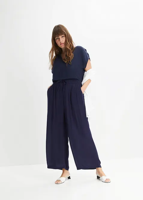 Blouse manches courtes ample en satin avec &eacute;paules descendues, bonprix