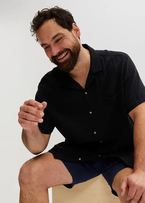 Kurzarmhemd aus luftigem Musselin, bonprix