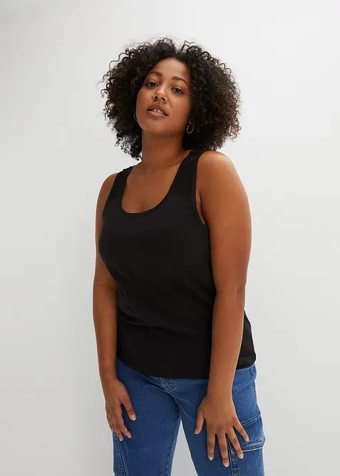 Débardeur en coton et dentelle, bonprix