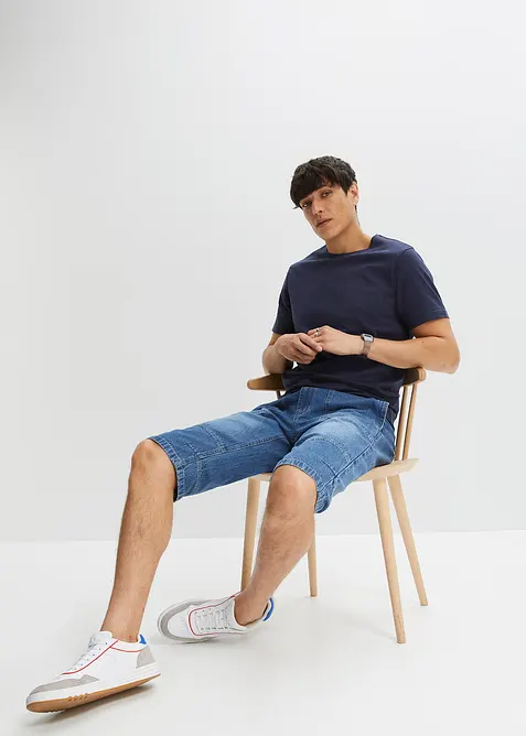 Bermuda long et léger en jean taille extensible, relaxed, bonprix