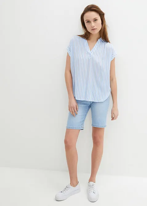 Kurzarmbluse aus fließender Viskose, bonprix