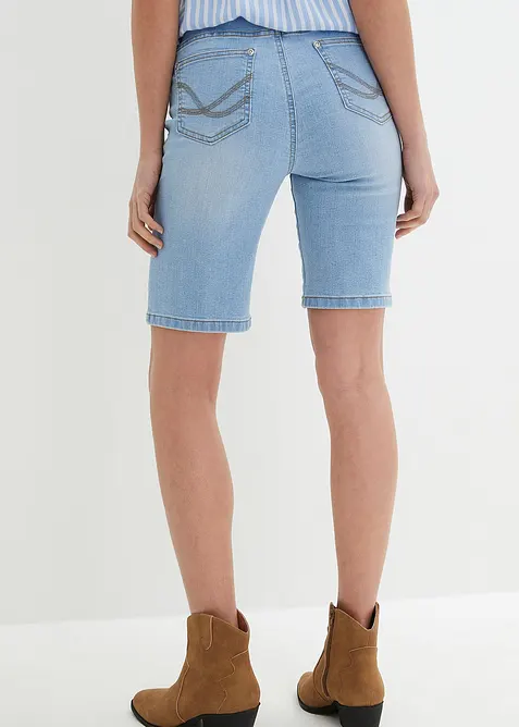 Bermuda en jean, coupe slim, taille mi-haute, bonprix