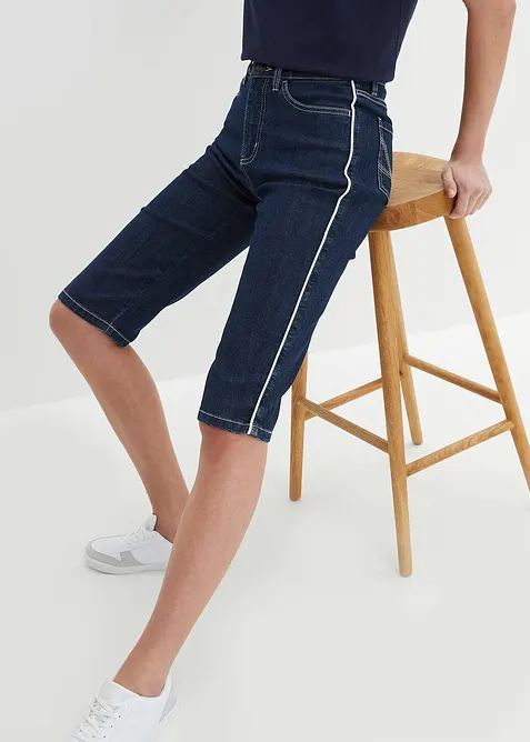Bermuda slim en jean, taille haute, bonprix