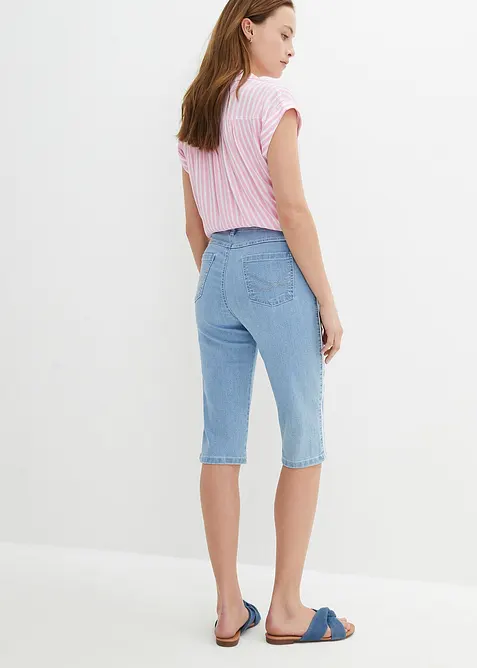 Bermuda slim en jean, taille haute, bonprix