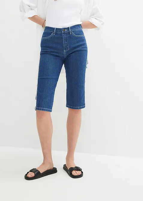 Bermuda slim en jean, taille haute, bonprix