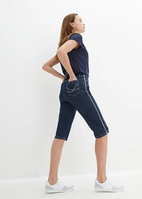 Bermuda slim en jean, taille haute, bonprix