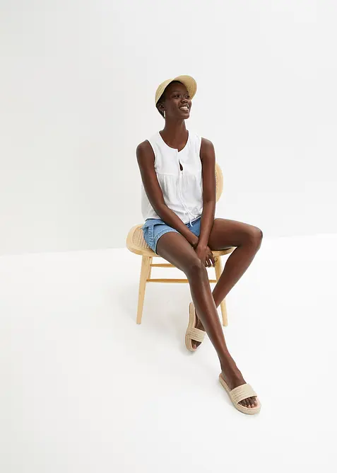 Blouse sans manches en gaze de coton, bonprix