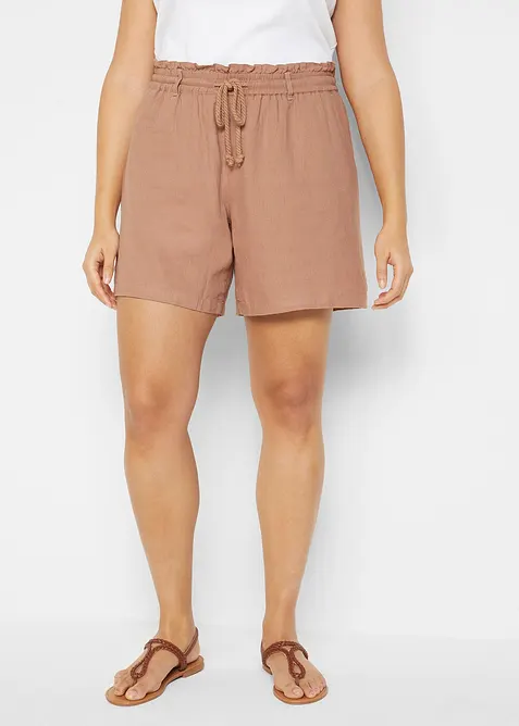Leinen-Paperbag-Shorts, bonprix