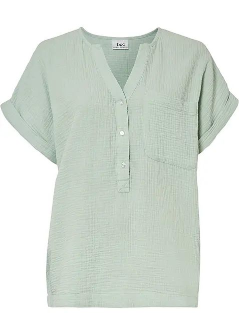 Blouse manches courtes en gaze de coton, bonprix