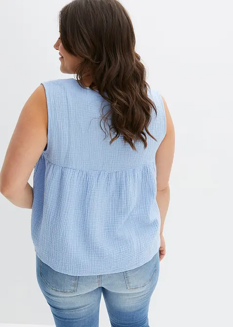 Blouse sans manches en gaze de coton, bonprix