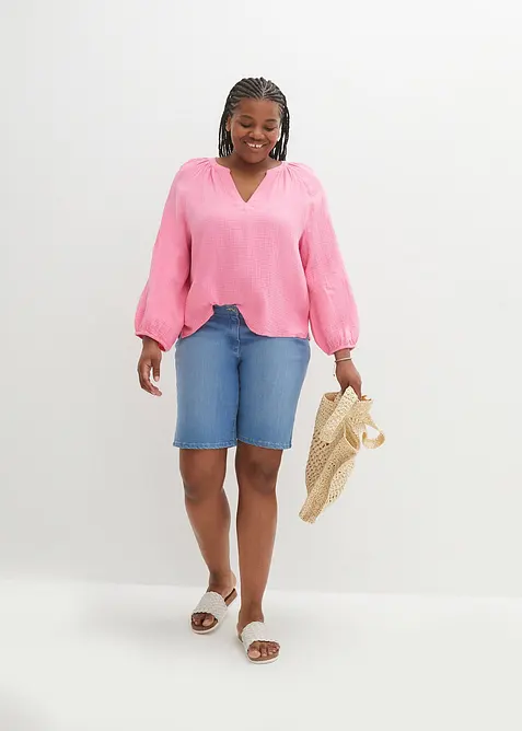 Blouse oversize en gaze de coton, bonprix