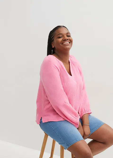 Blouse oversize en gaze de coton, bonprix