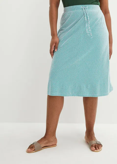 Jupe en jersey &agrave; rayures, longueur genou, bonprix