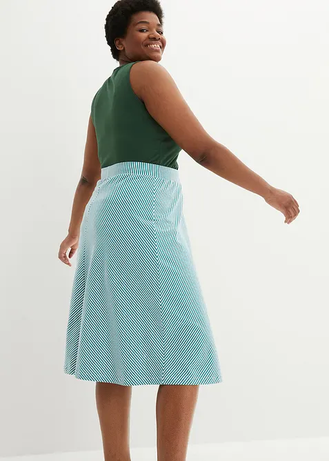 Jupe en jersey &agrave; rayures, longueur genou, bonprix
