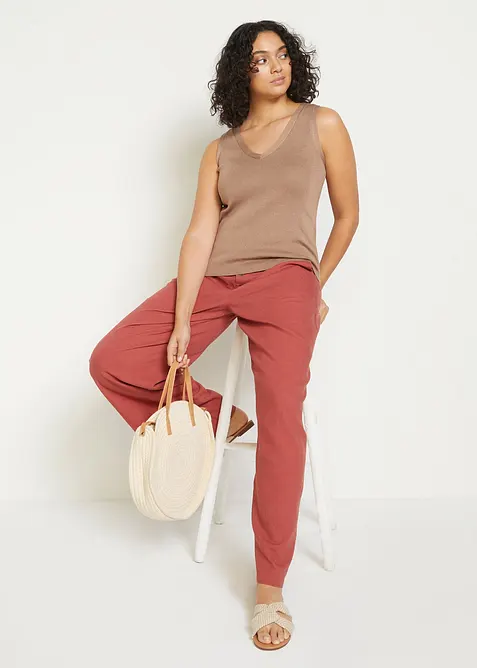 Pantalon palazzo en lin m&eacute;lang&eacute;, bonprix