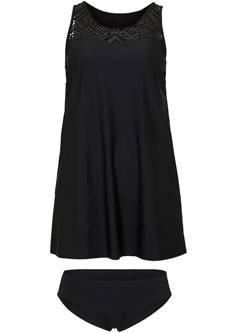 Tankini long (ens. 2 pces) avec dentelle, séchage rapide, bonprix