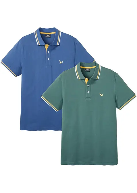 Piqu&eacute;-Poloshirt aus reiner Baumwolle (2er Pack), bonprix