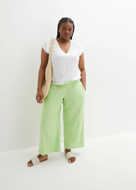 Kurzarmbluse aus flie&szlig;ender Viskose, bonprix