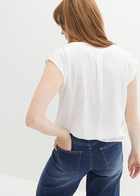 Kurzarmbluse aus flie&szlig;ender Viskose, bonprix