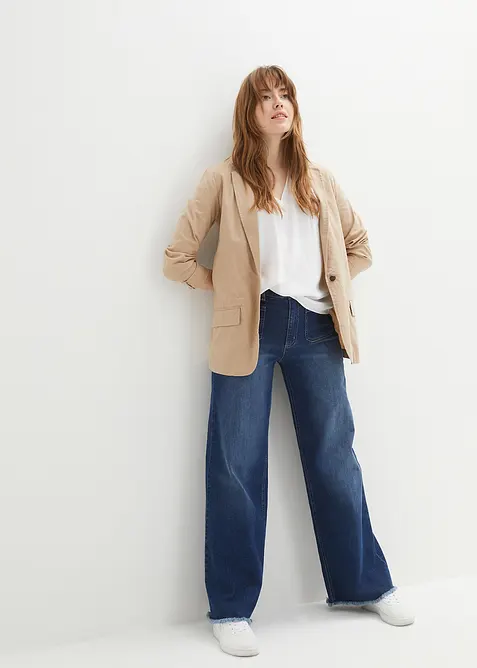 Kurzarmbluse aus flie&szlig;ender Viskose, bonprix