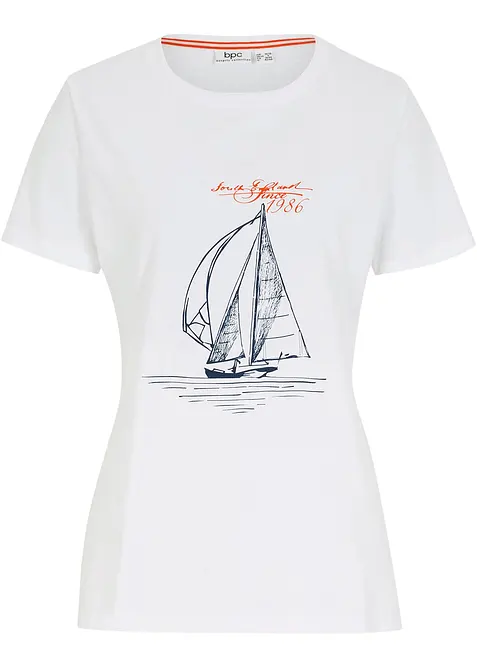 T-shirt coton imprimé et fendu sur le côté, bonprix