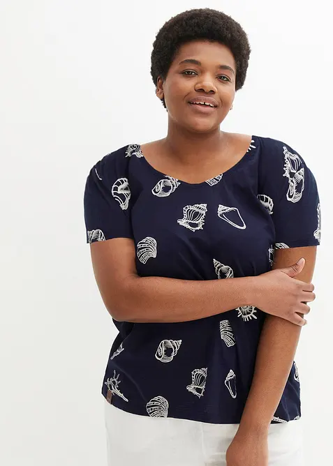 Bedrucktes Shirt mit Rundhalsausschnitt aus Bio-Baumwolle, bonprix