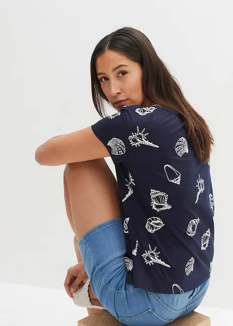 Bedrucktes Shirt mit Rundhalsausschnitt aus Bio-Baumwolle, bonprix