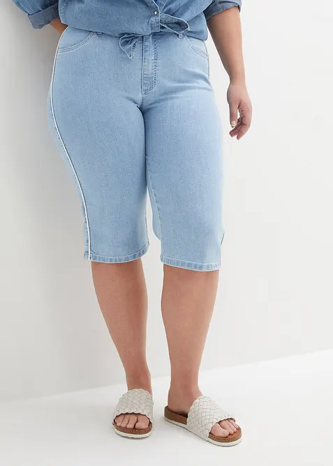 Bermuda slim en jean, taille haute, bonprix