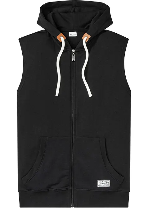 Sweat zippé à capuche sans manches en coton mélangé, bonprix