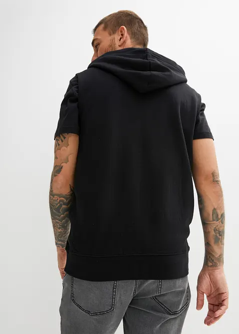 Sweat zippé à capuche sans manches en coton mélangé, bonprix