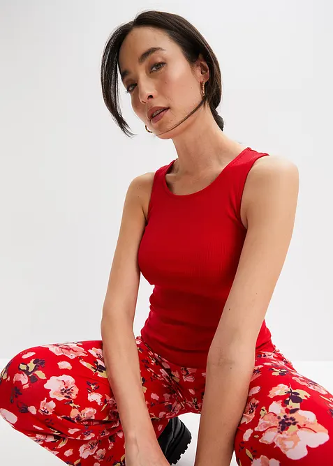 Lot de 2 tops côtelés 100% coton, bonprix