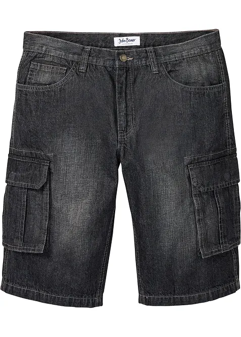 Bermuda cargo long en jean, loose, bonprix